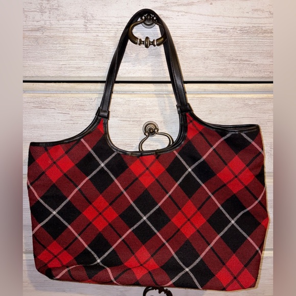 Victoria's Secret Red and Black Plaid Tote - Picture 2 of 7